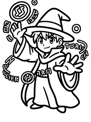 Magic Wizard Spellcaster Coloring Page coloring pages