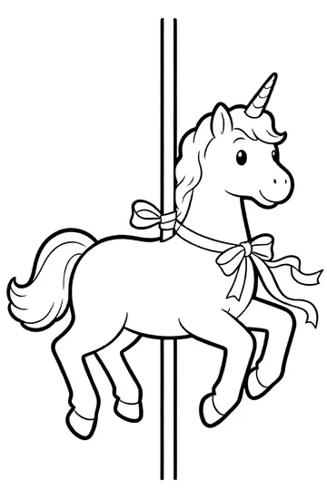 A coloring page of Magical Unicorn Carousel Coloring Page