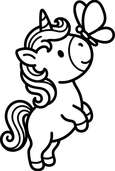 A coloring page of Magical Unicorn Friend Coloring Page