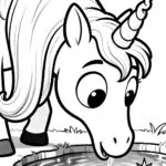 Magical Unicorn Pond Coloring Page