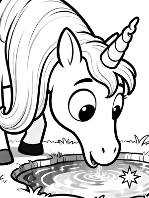 Magical Unicorn Pond Coloring Page coloring pages