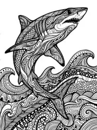 Mako Shark Splash Coloring Page