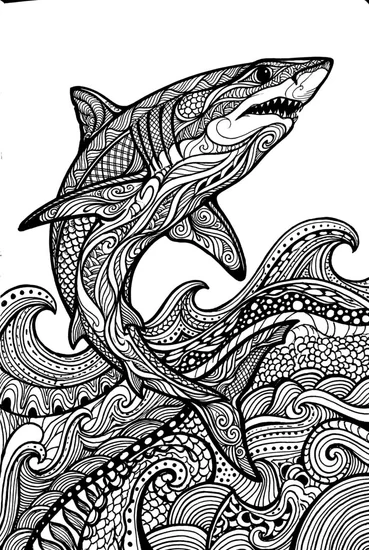 A coloring page of Mako Shark Splash Coloring Page