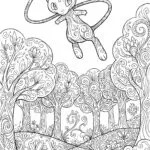 Mew’s Mystic Forest Flight Coloring Page