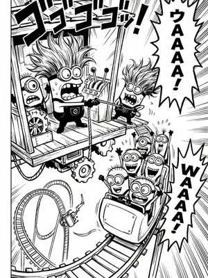 Minion Rollercoaster Fun Coloring Page coloring pages
