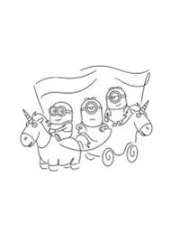 Minion Unicorn Parade Coloring Page