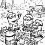 Minions Banana Picnic Coloring Page