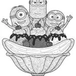 Minions Banana Split Fun Coloring Page