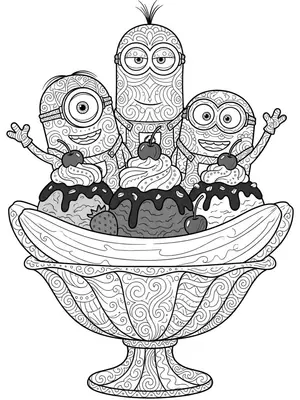 Minions Banana Split Fun Coloring Page coloring pages