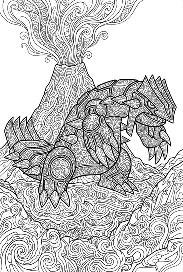 A coloring page of Molten Groudon Erupts Coloring Page