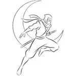 Moonlit Ninja Leap Coloring Page