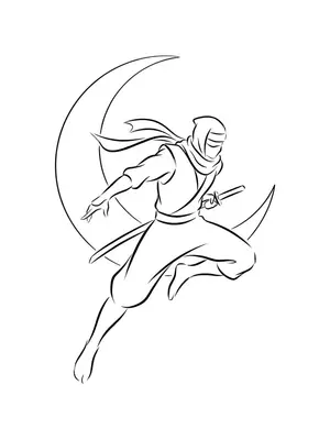 Moonlit Ninja Leap Coloring Page coloring pages