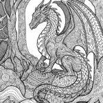 Mystical Dragon’s Treasure Coloring Page