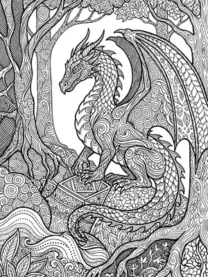 Mystical Dragon’s Treasure Coloring Page coloring pages