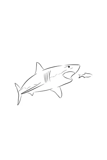 A coloring page of Ocean Shark Hunt Coloring Page