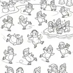 Penguins Ice Skating Coloring Page