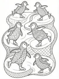 Penguins on Ice Coloring Page