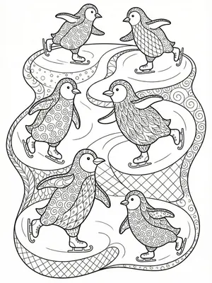 Penguins on Ice Coloring Page coloring pages
