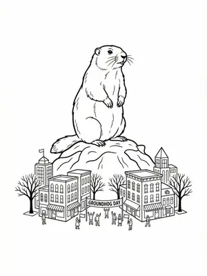 Phil’s Groundhog Day View Coloring Page coloring pages