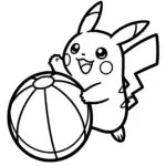 Pikachu Beach Fun Coloring Page