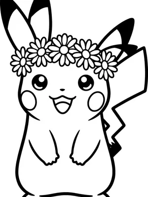 Pikachu Flower Crown Coloring Page coloring pages