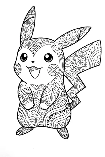 A coloring page of Pikachu Friend Coloring Page