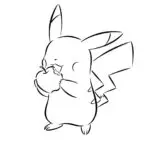 Pikachu’s Apple Snack Coloring Page