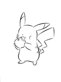Pikachu’s Apple Snack Coloring Page