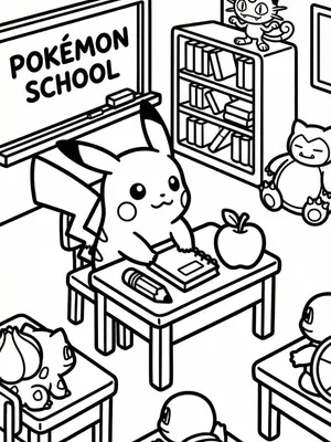 Pikachu’s Classroom Fun Coloring Page coloring pages