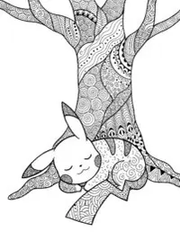 Pikachu’s Treehouse Slumber Coloring Page