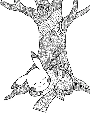 Pikachu’s Treehouse Slumber Coloring Page coloring pages
