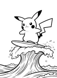Pikachu Surfing Adventure Coloring Page