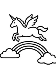 Rainbow Unicorn Flight Coloring Page