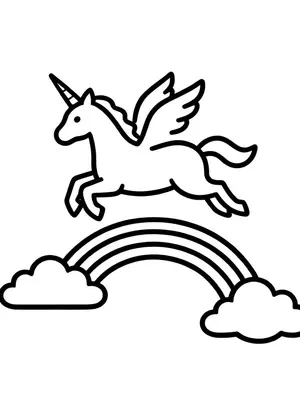 Rainbow Unicorn Flight Coloring Page coloring pages