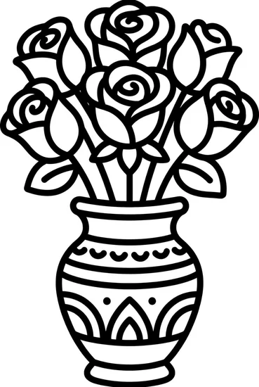 A coloring page of Rose Bouquet Delight Coloring Page
