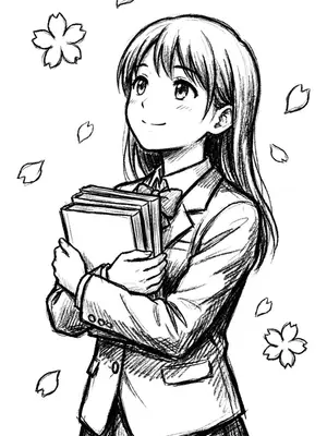 Sakura Schoolgirl Scene Coloring Page coloring pages