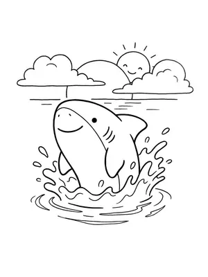 Shark Sunset Splash Coloring Page coloring pages