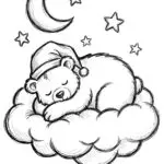 Sleepy Bear Skies Coloring Page