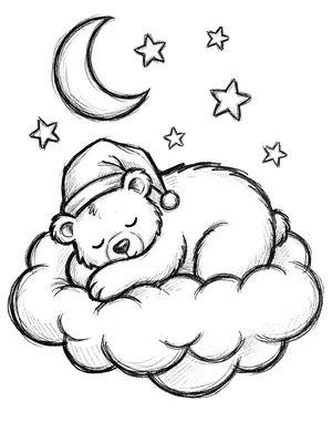 Sleepy Bear Skies Coloring Page coloring pages