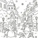 Snowy City Fun Coloring Page