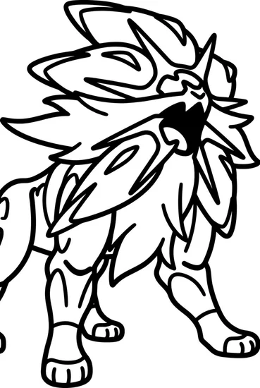A coloring page of Solgaleo’s Radiant Roar Coloring Page