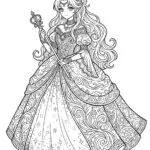 Sparkling Princess Gown Coloring Page
