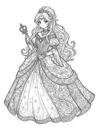Sparkling Princess Gown Coloring Page