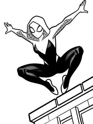 Spider-Gwen Rooftop Leap Coloring Page coloring pages