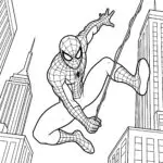 Spiderman City Swing Coloring Page
