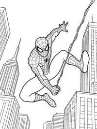 Spiderman City Swing Coloring Page