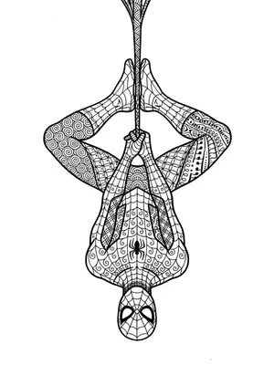 Spiderman’s Upside Down Hang Coloring Page coloring pages
