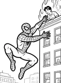 Spiderman Saves the Day Coloring Page