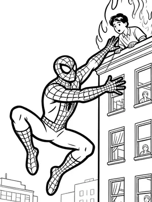Spiderman Saves the Day Coloring Page coloring pages