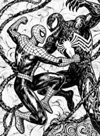Spiderman vs Venom Coloring Page